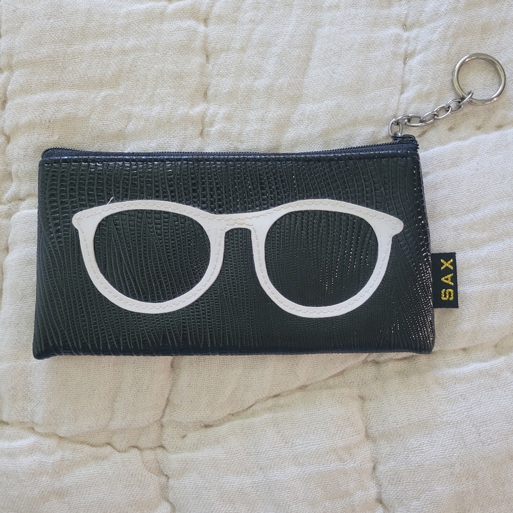 SAX Black Wallet with White Glasses Design